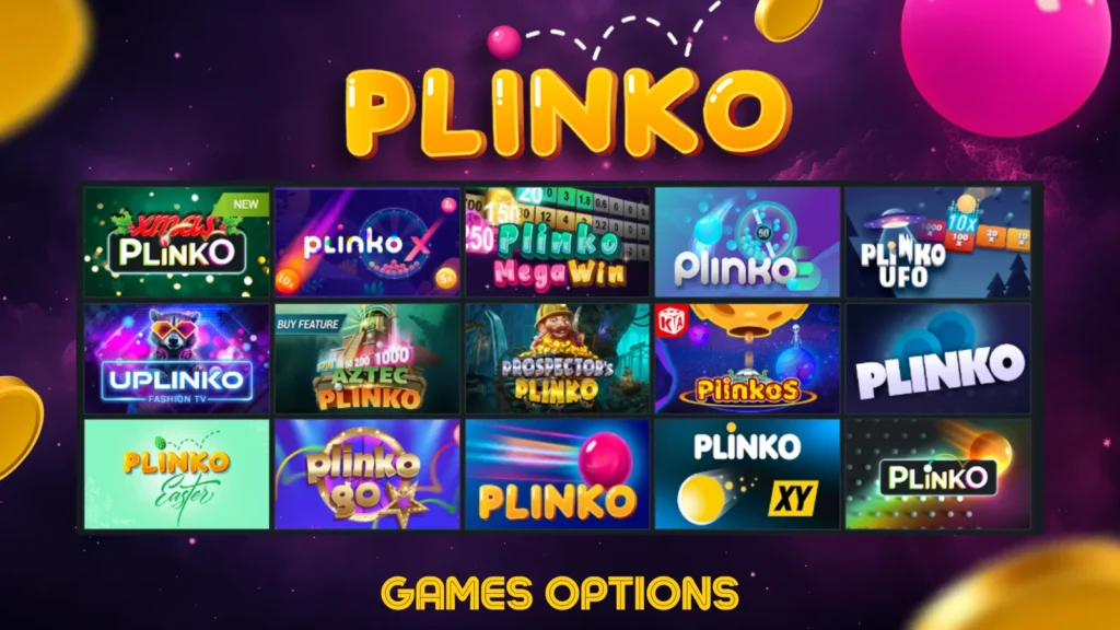 Plinko pin pyramid with ball dropping and multiplier boxes