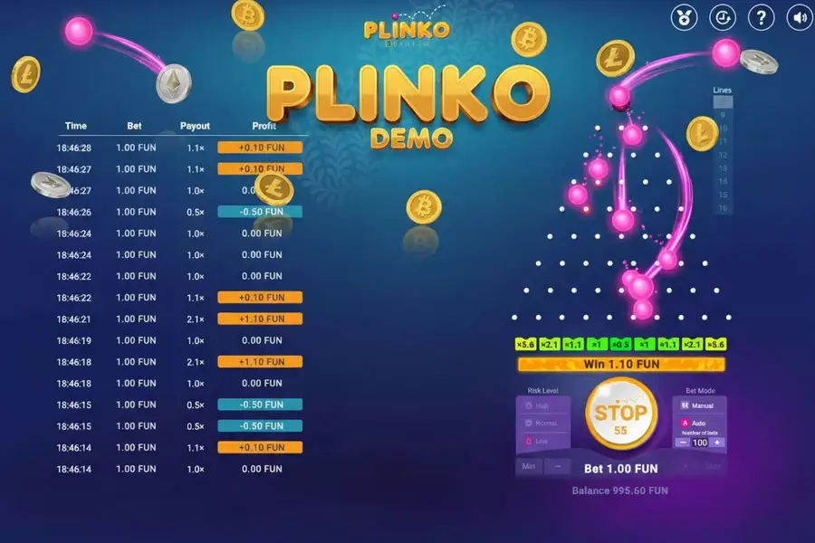 Plinko x1000 big win moment animation